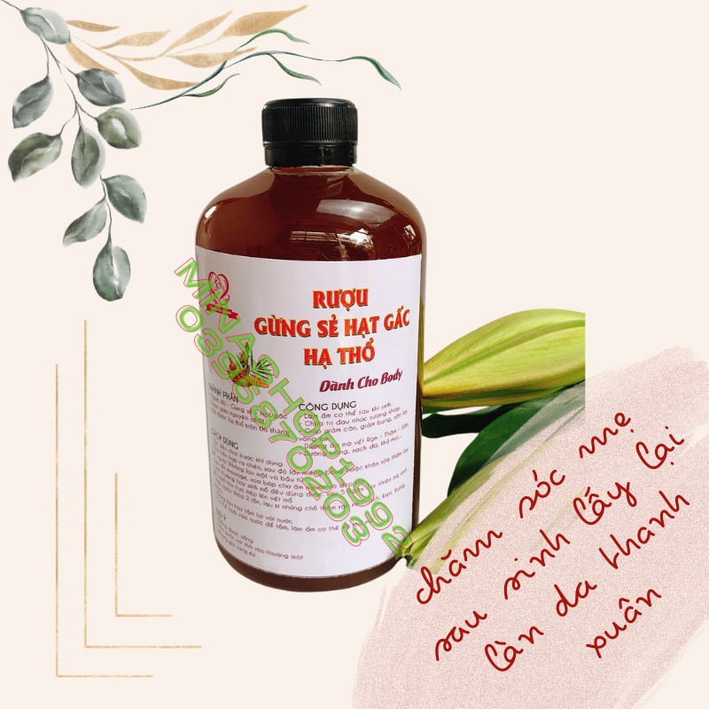 [Loại không vàng da] R ƯỢU GỪNG HẠT GẤC HẠ THỔ  500ML – Dành cho phụ nữ đi làm sớm, thành phần không chứa nghệ