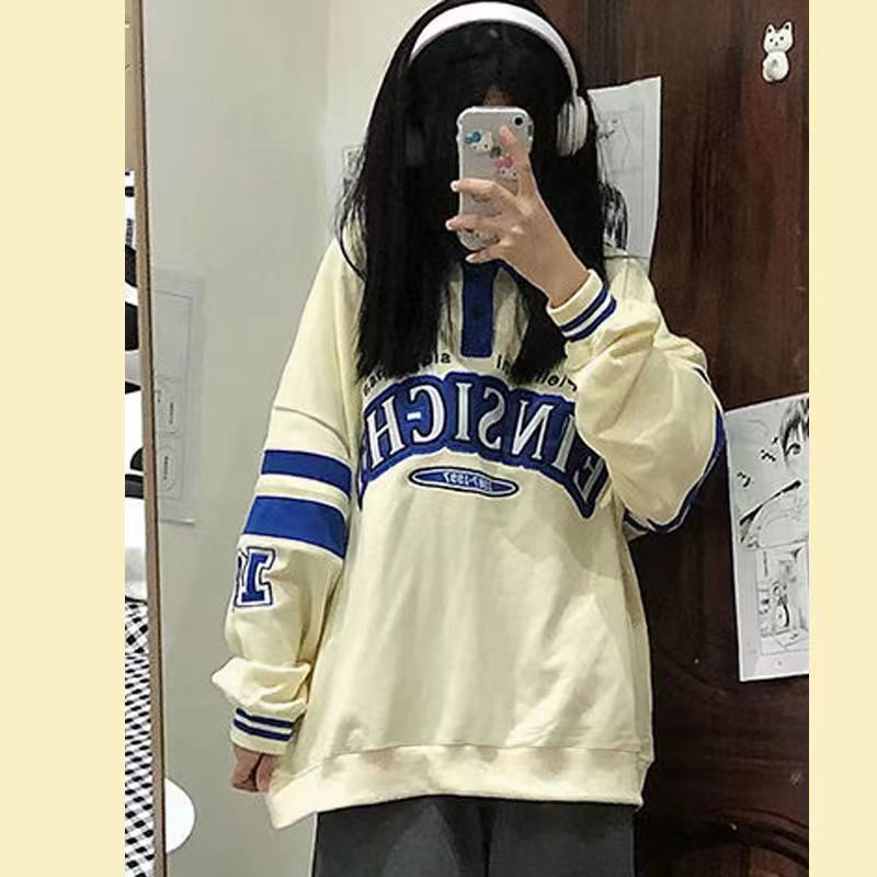 Áo Hoodie Mỏng Dáng Rộng Màu Sắc Tương Phản Phong Cách Mỹ Cổ Điển Thời Trang Cho Nữ