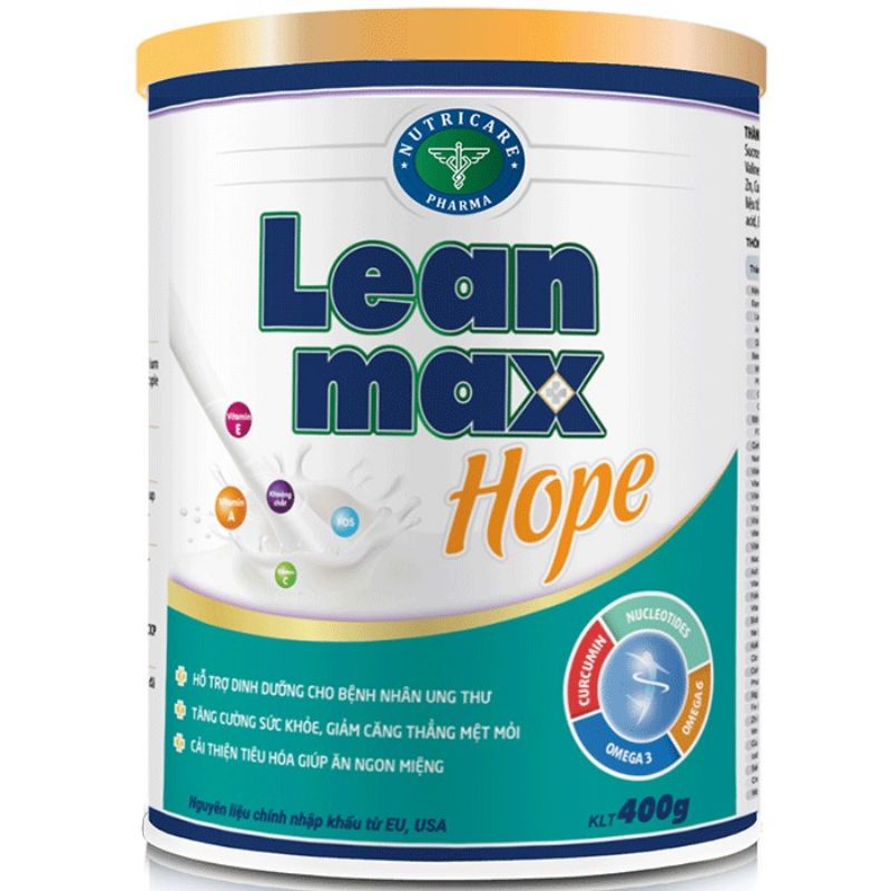 Sữa dinh dưỡng LEANMAX Hope cho người bệnh ung thư, lon thiếc 400g và 900g