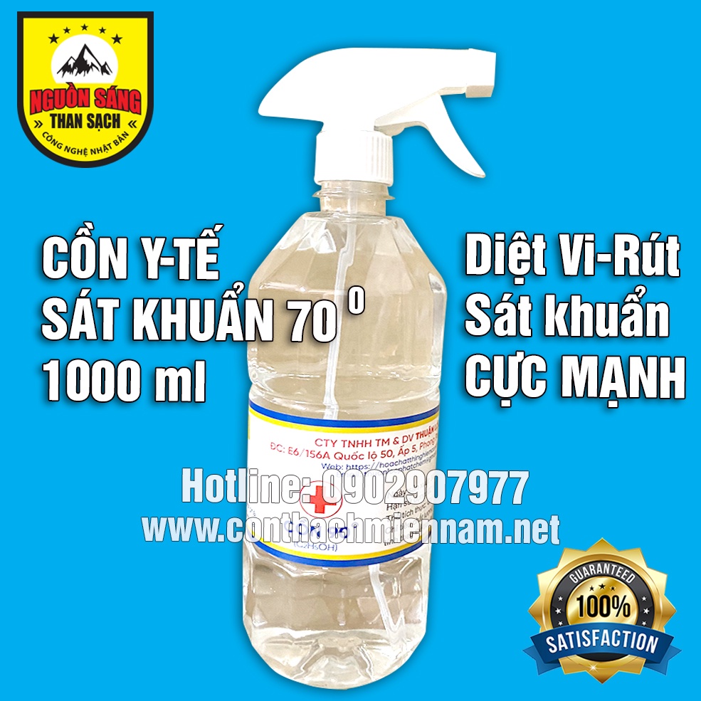 Cồn y tế sát  khuẩn 70độ (Bình xịt 1000ml) Sát khuẩn vi rút.