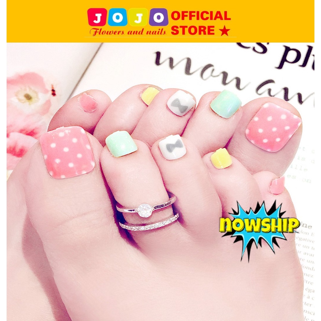 Móng chân giả J45- Jojo set 24 móng thời trang kèm keo dán