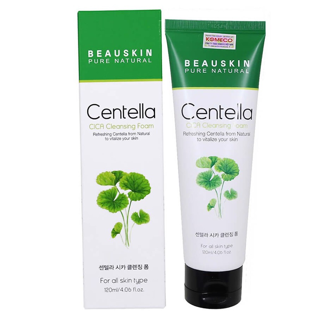 Sữa rửa mặt rau má kháng khuẩn, ngừa mụn, sạch sâu Beauskin Centella Cica Cleansing Foam Hàn Quốc 120ml