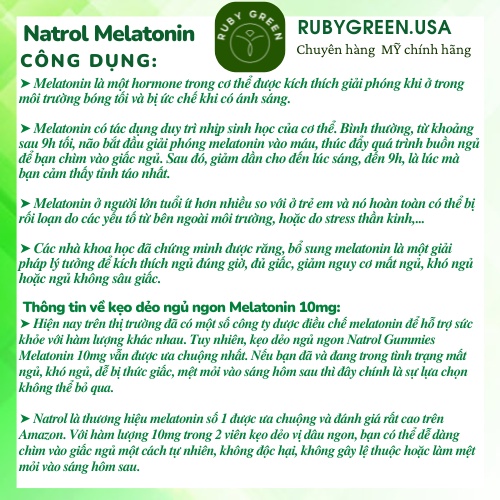Kẹo ngủ Natrol Melatonin Gummies 5mg 180 viên, hỗ trợ giấc ngủ