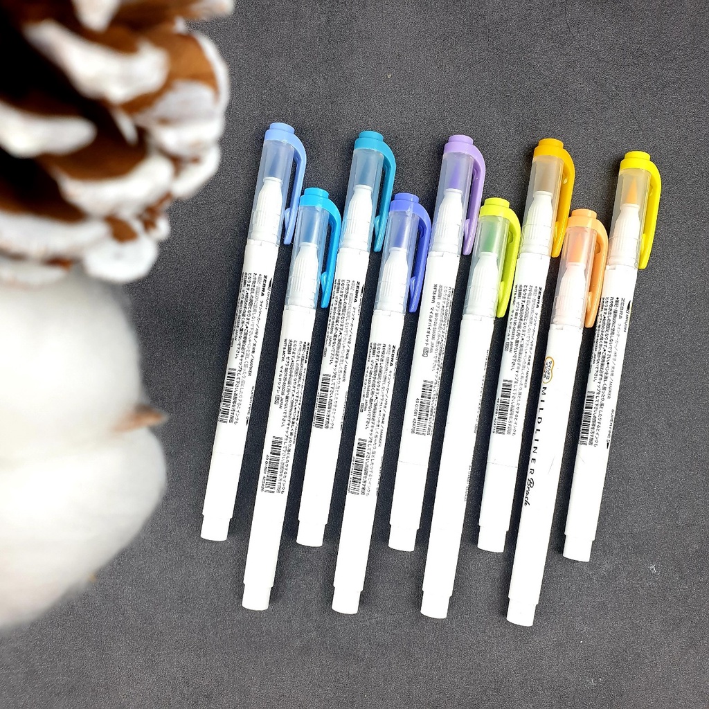 Bút Cọ Thư Pháp Gốc Nước Zebra Mildliner Brush Pen - 10 Màu Mới