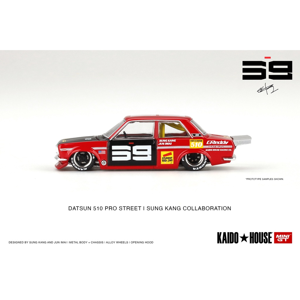 Xe Mô Hình Datsun 510 Pro Street  1/64 KAIDO HOUSE/ MiniGT (Đỏ và Cam)