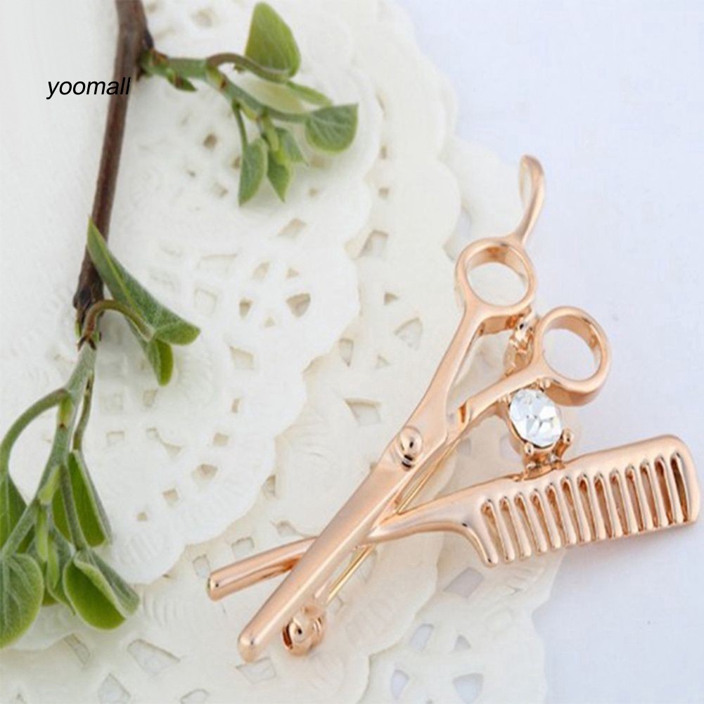 Trâm cài hình kéo và lược đính đá giả trang trí xinh xắn