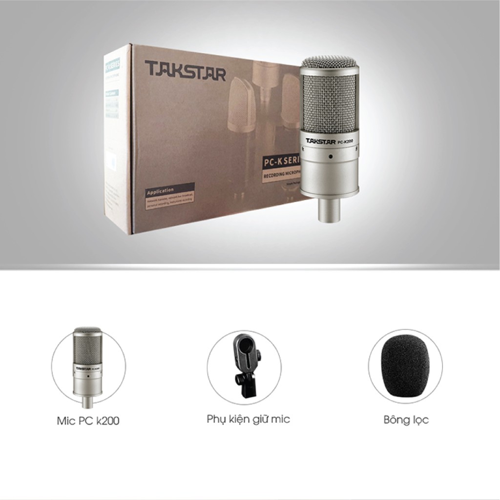 Micro Takstar PC-K200, Mic thu âm, livestream hát karaoke online [ Chính Hãng ]