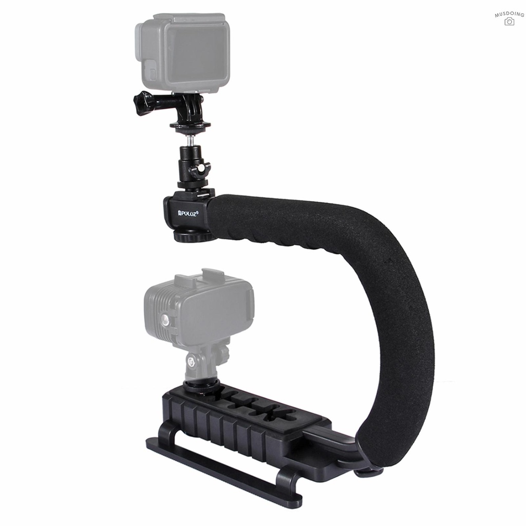 ღ  PULUZ U-Shaped Portable Handheld Camera Holder Video Handle DV Bracket C-Shaped Steadicam Stabilizer Kit for All SLR Cameras and Home DV Camera