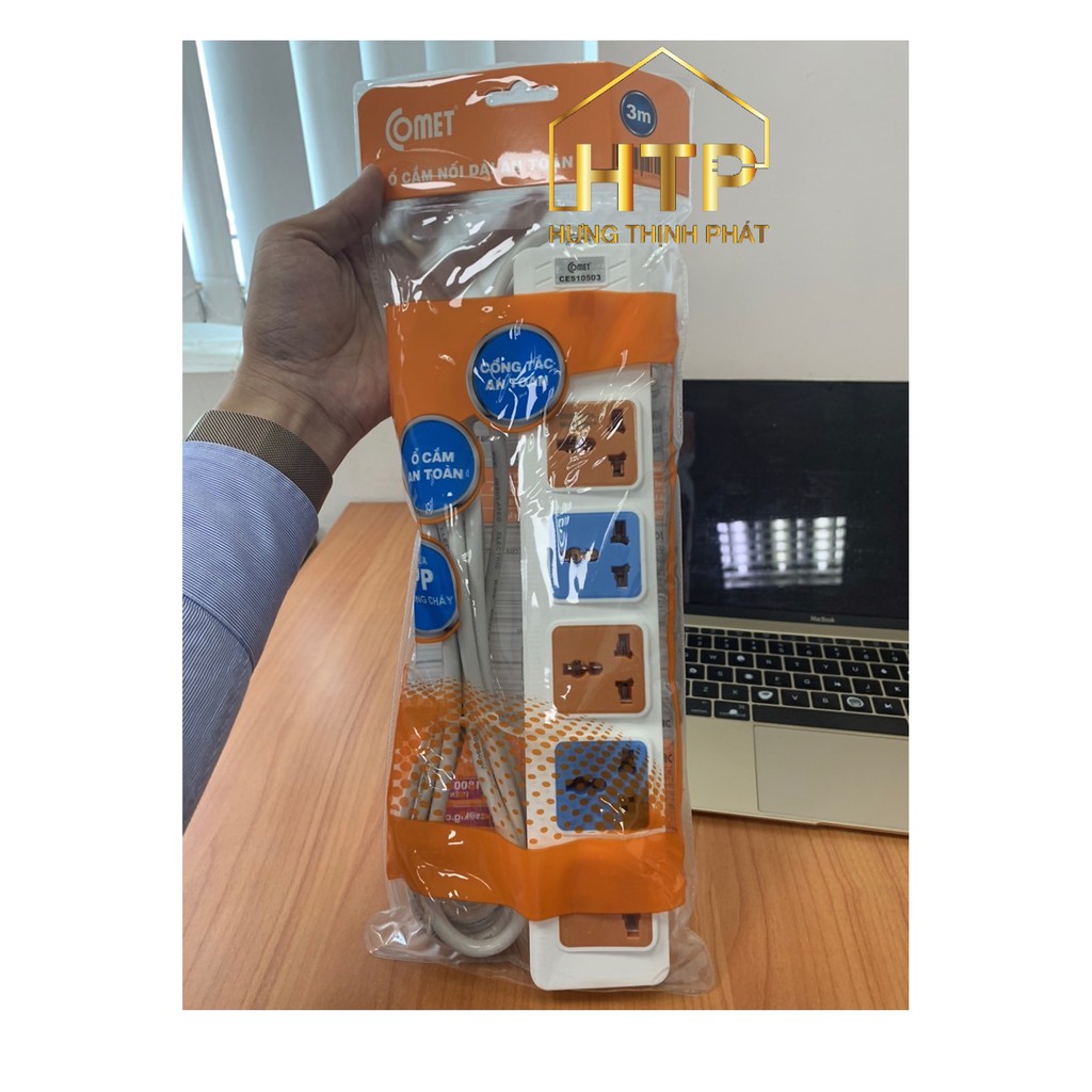 Ổ cắm nối dài CES10503  dây dài 3m, 5 lỗ 3 chấu, nhựa PP chống cháy