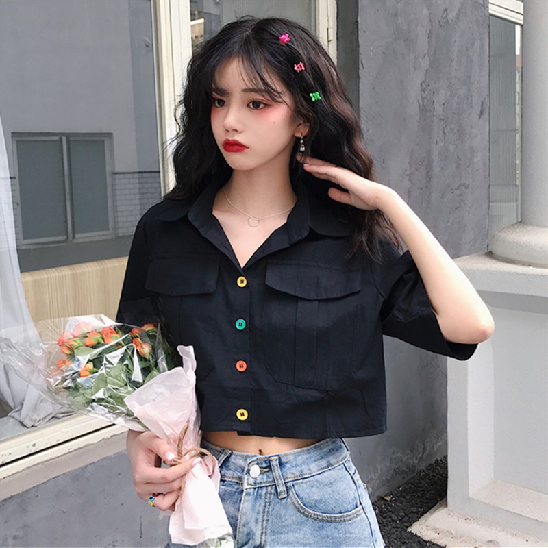 [SẴN] Áo kiểu croptop sơ mi Ulzzang Quảng Châu ASC95 | BigBuy360 - bigbuy360.vn