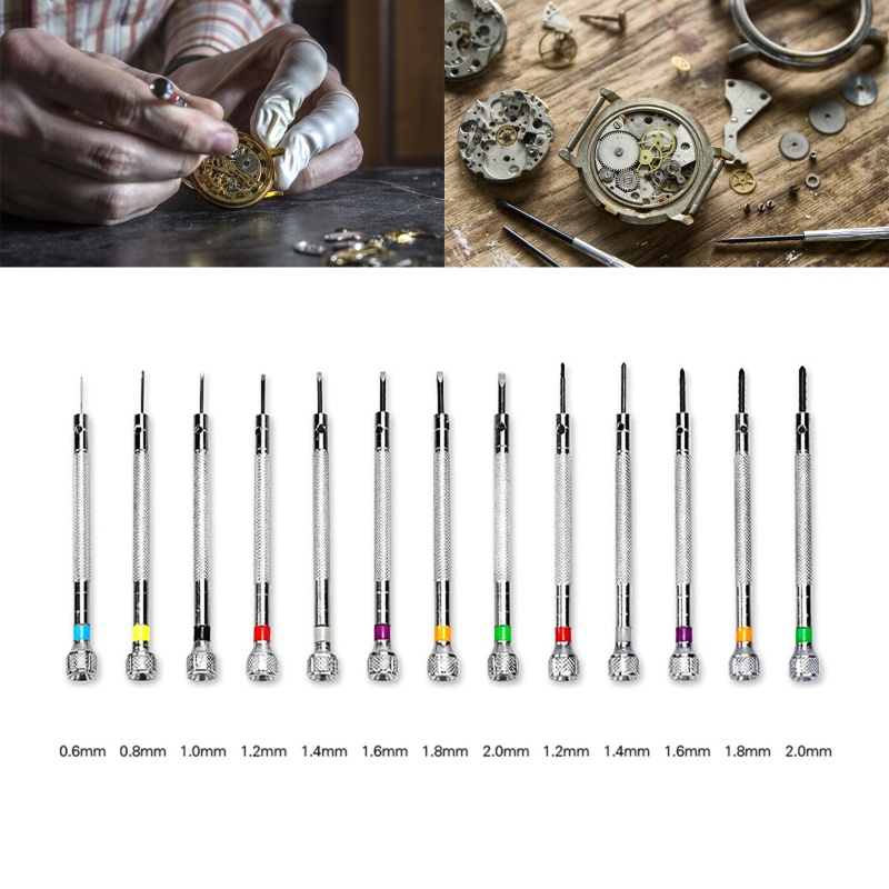 Bộ 13 Tuốc Nơ Vít Micro - 0.6-2.0mm Độ Chính Xác Cao Chuyên Dụng Sửa Chữa Đồng Hồ