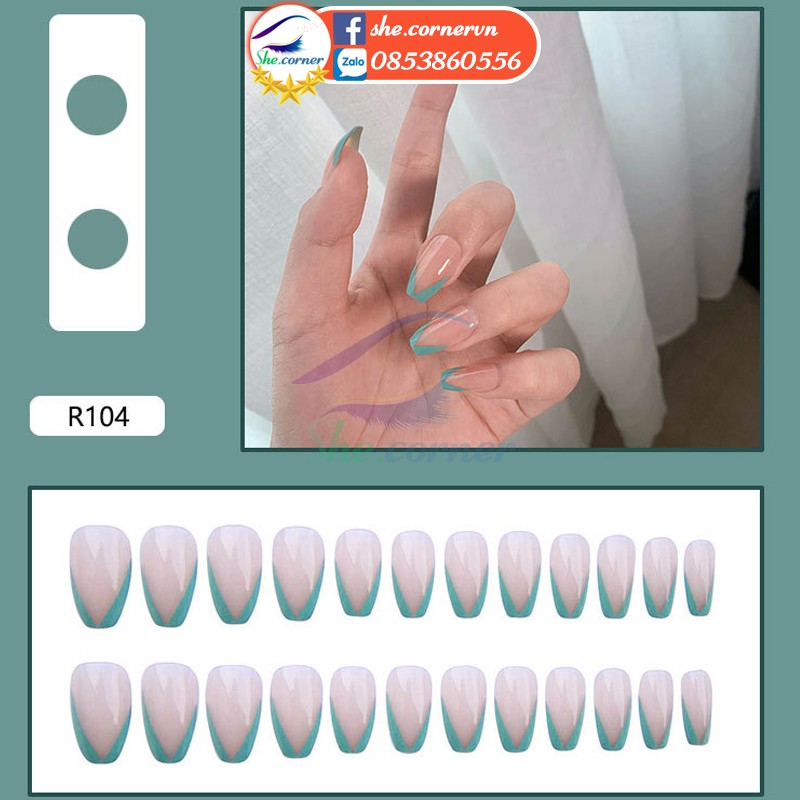 Bộ nail móng tay giả trang trí 3D 24 miếng có keo kèm theo xinh xắn R101-R120 chống thấm nước
