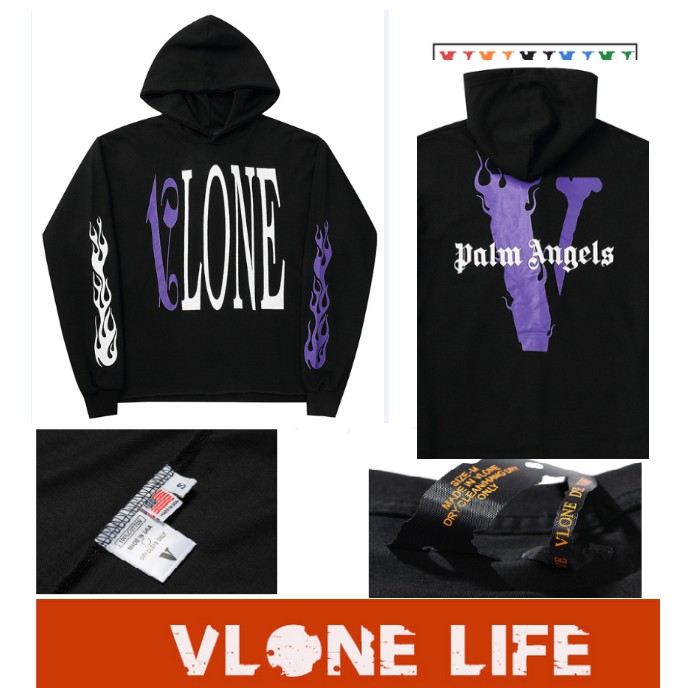 vlone Áo len có mũ trùm đầu thông thường của nam và nữ mới