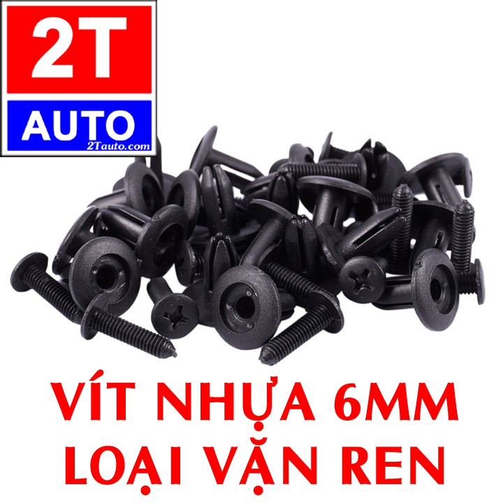 Bộ 10 đinh tán, chốt vít nở vit Nhựa 6mm Loại chuyên dùng có ren cho xe hơi ô tô:   SKU:183