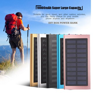 10000mah portable solar power bank dual usb fast charger diy box case for phone