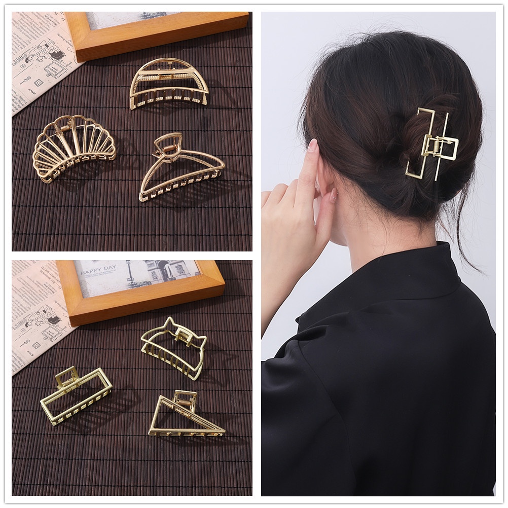 Kẹp Tóc Kim Loại Cỡ Lớn Phong Cách Hàn Quốc Cổ Điển Thời Trang Cho Nữ