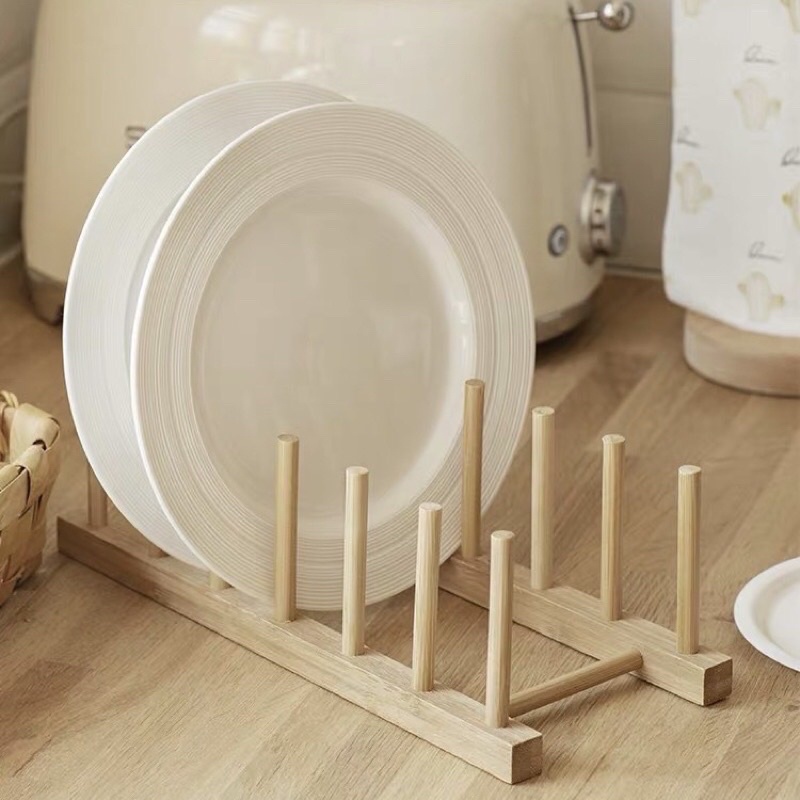 Giá cài đĩa gỗ decor kiểu Hàn Quốc, kệ đĩa trang trí đẹp mắt