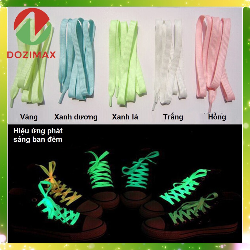 [Tặng 1 dây] Combo 3 Dây giày dạ quang phát sáng – dây giày phản quang – Dozimax – DG01 ( đủ màu)