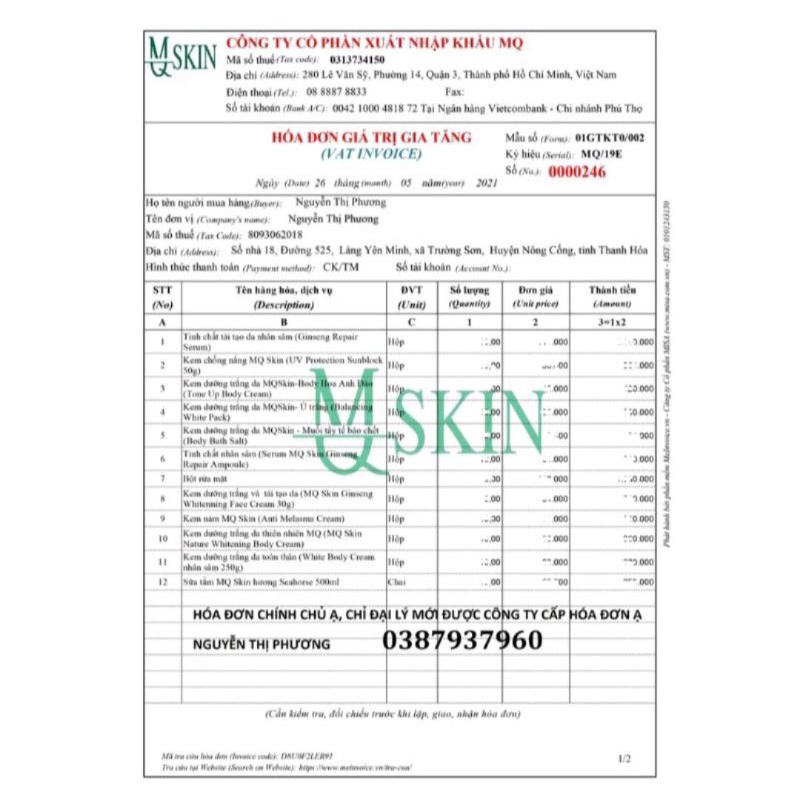 Serum Căng Bóng Da MQ Skin Chính Hãng