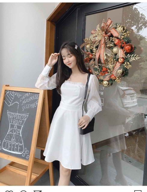 Đầm trắng xòe tay phồng dễ thương Babe Dress | BigBuy360 - bigbuy360.vn