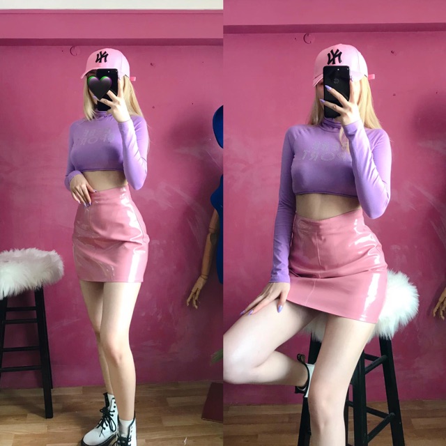 Chân váy da bóng dáng Classic hàng QC | BigBuy360 - bigbuy360.vn