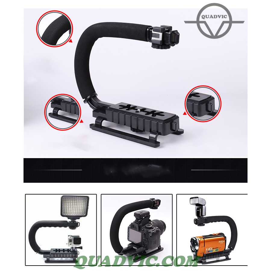 Tay cầm máy ảnh Quadvic Tay cầm chống rung chữ u gắn máy ảnh dsrl/ microless/ Gopro | BigBuy360 - bigbuy360.vn