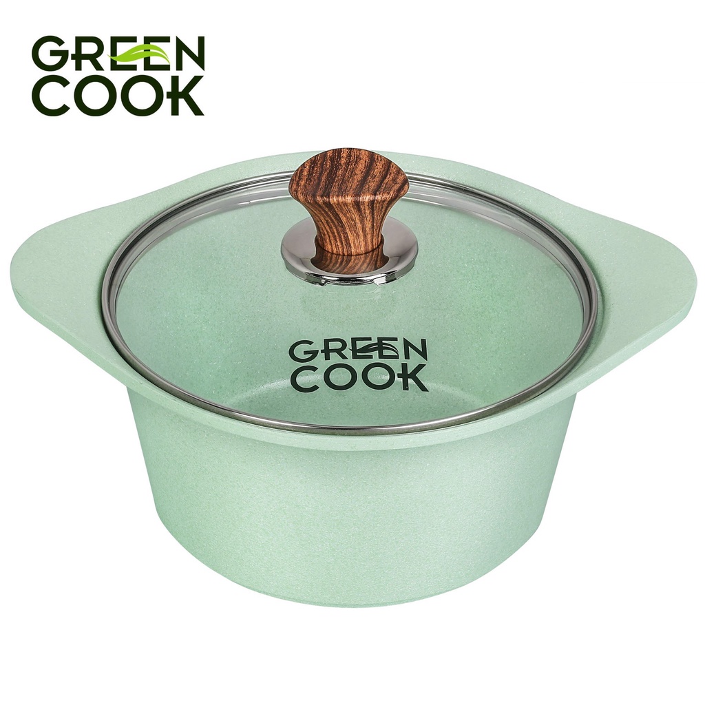 Nồi đúc đáy từ men đá xanh ngọc Green Cook GCS05 công nghệ Hàn Quốc