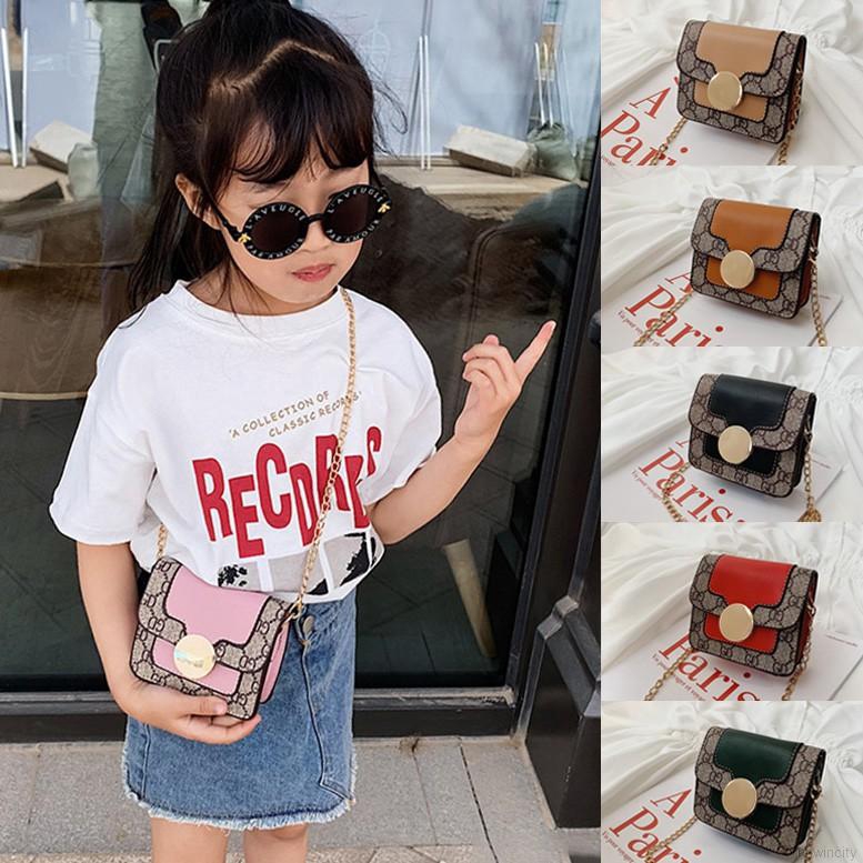 Túi đeo chéo bằng da PU họa tiết hoa cổ điển dành cho bé gái