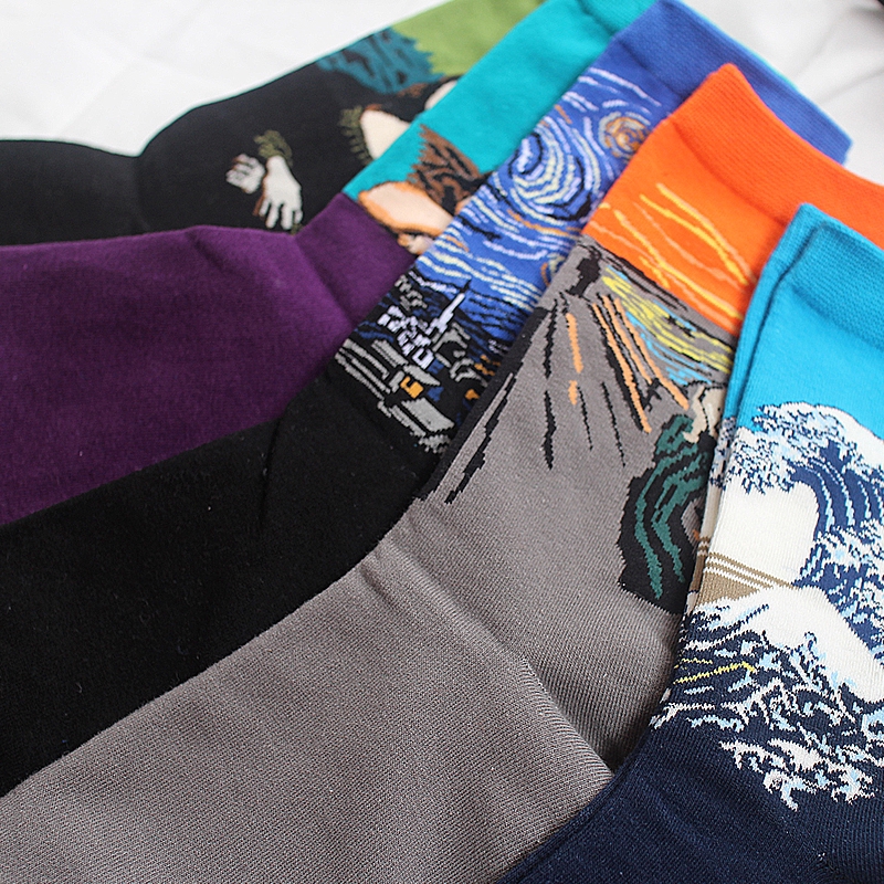 Đôi vớ họa tiết tranh sơn dầu 3D dễ thương bắt mắt cho cả nam và nữ