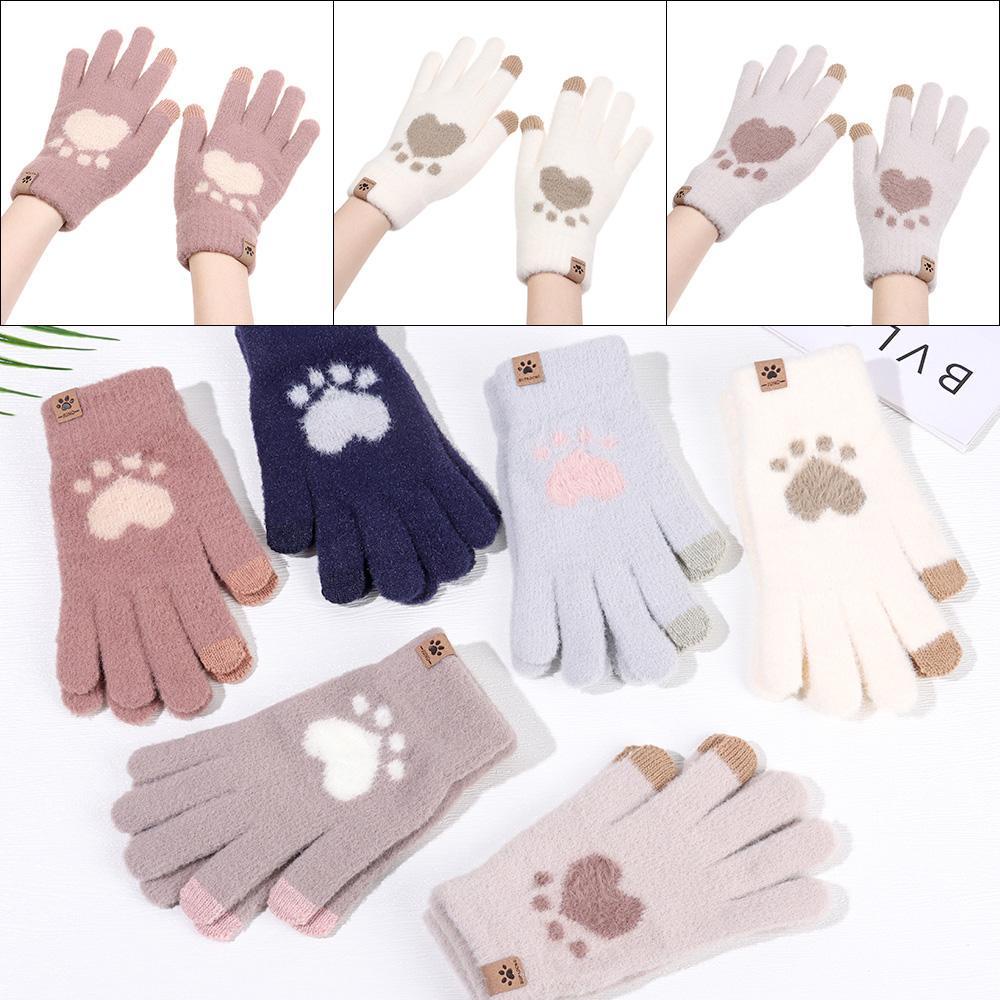 Đôi Găng Tay Hình Dấu Chân Mèo Ấm Áp Cho Nữ