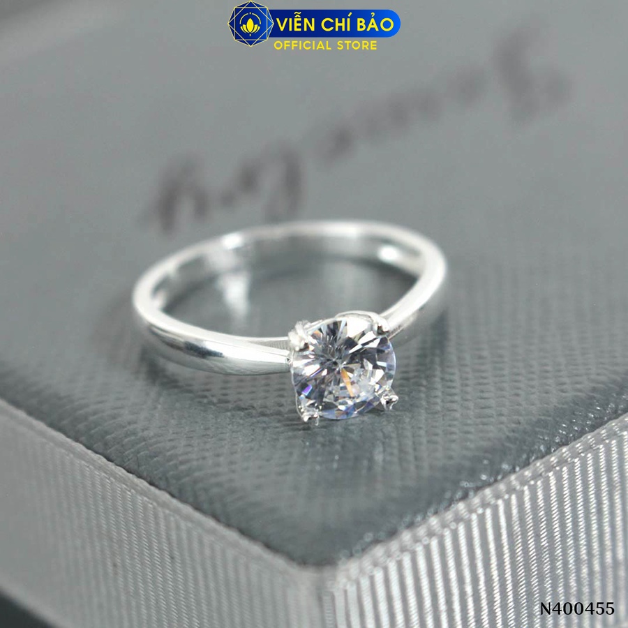 Nhẫn bạc nữ đính đá 4 chấu New chất liệu bạc 925 thời trang phụ kiện trang sức Viễn Chí Bảo N400455