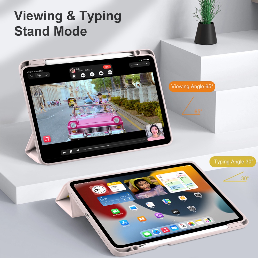 Bao Da PU Máy Tính Bảng Phối Acrylic Trong Suốt Cho 2022 iPad Air5 Air4 2020 Pro11 Pro12.9 2021 2018