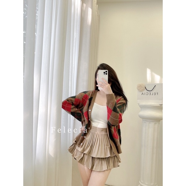 Áo cardigan trám nâu freesize