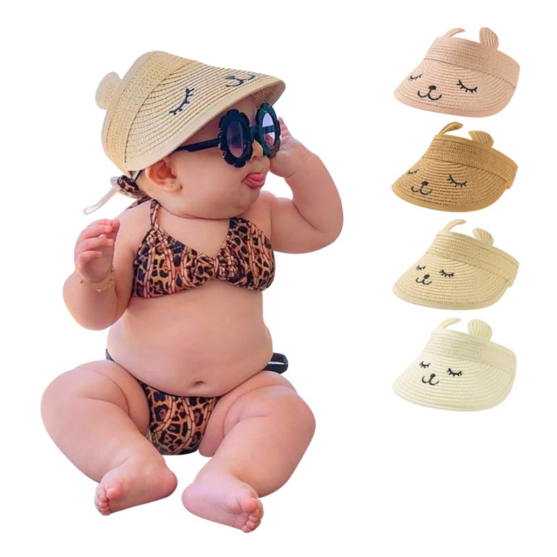 Mũ Rơm Chống Nắng Hở Chóp Dễ Thương Thoải Mái Thời Trang Mùa Hè Phong Cách Hàn Quốc Cho Bé Trai Và Gái