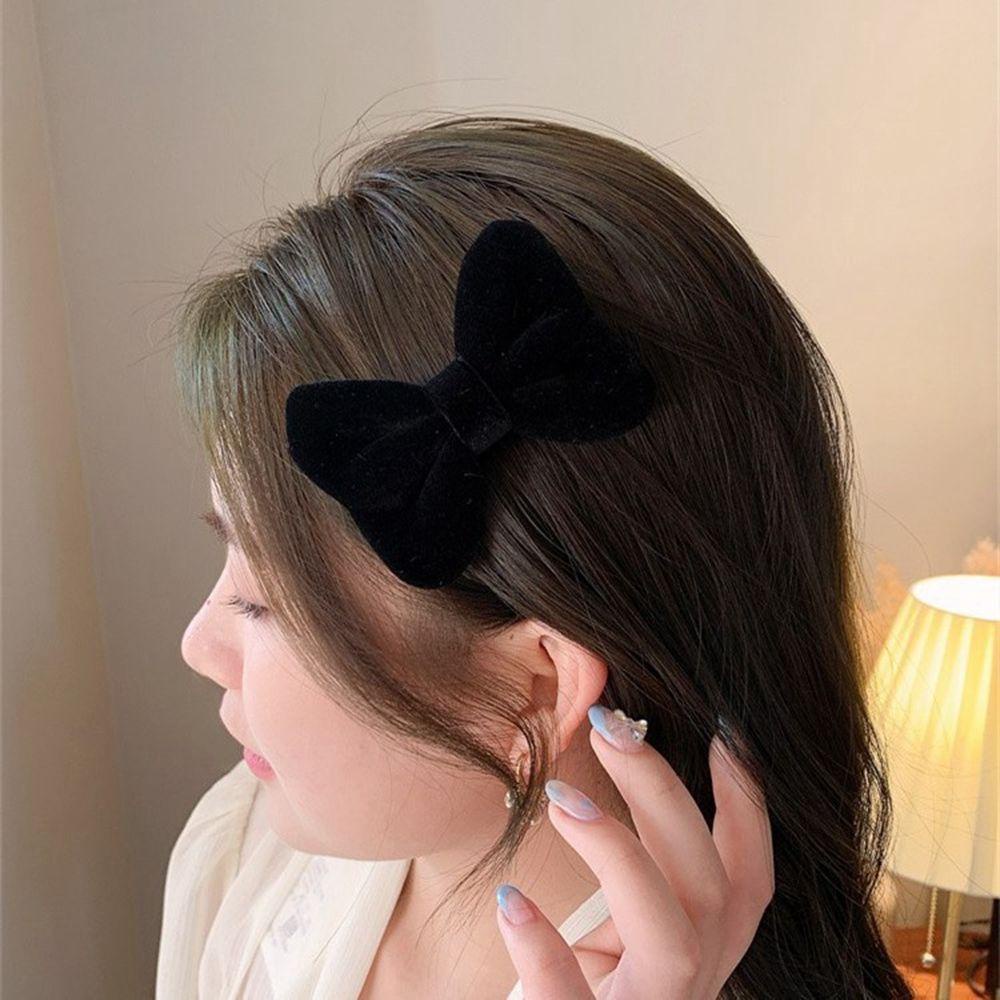 Kẹp Tóc Nơ Vải Nhung Phong Cách Pháp Thời Trang Thu Đông Cho Nữ