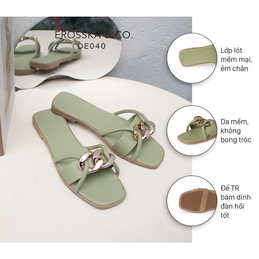 Erosska - Dép quai xích thời trang Erosska 2022 phối dây mảnh màu xanh - DE040