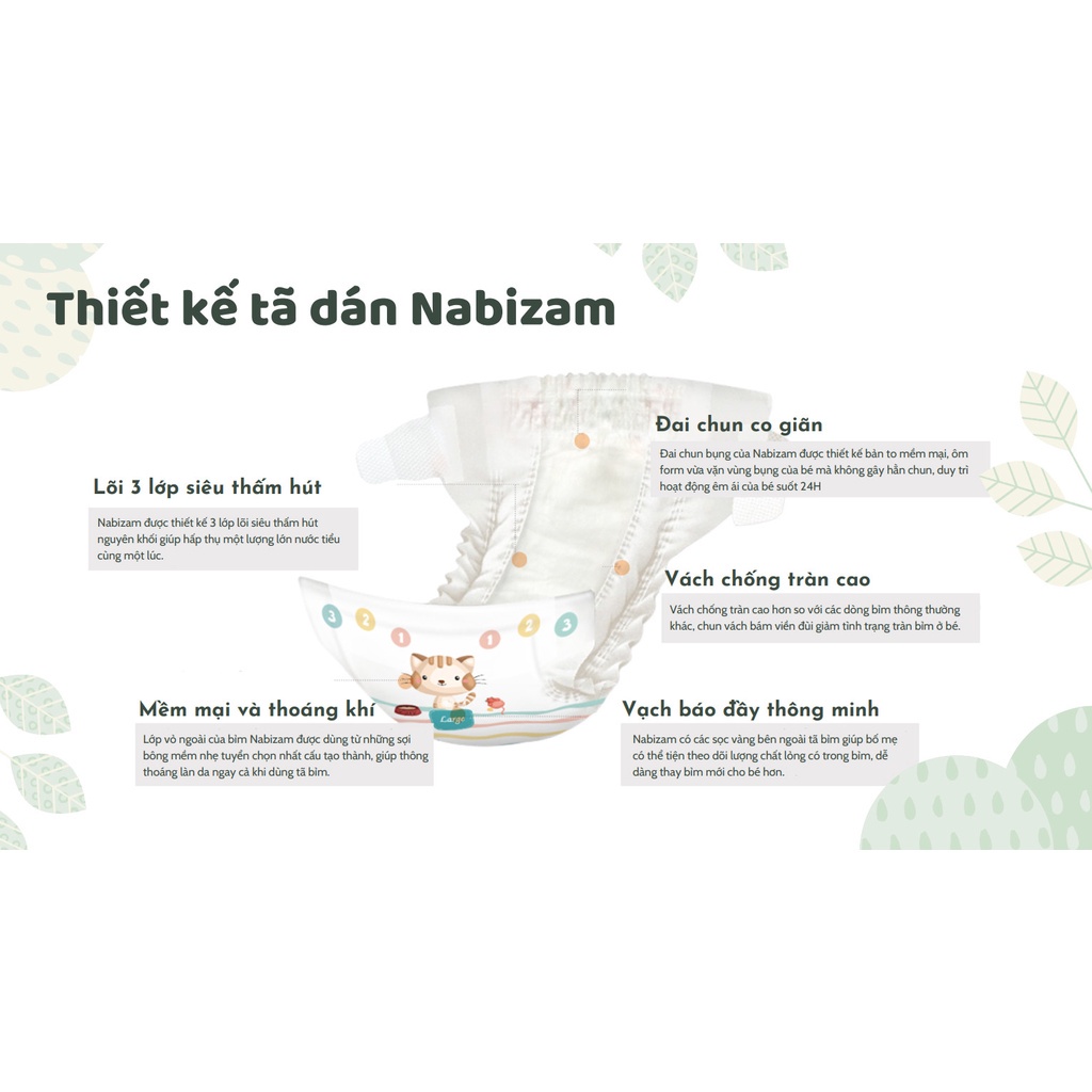 Bỉm NABIZAM ULTRA THIN nội địa Hàn quốc quần/dán size S44/M40/L36/M32/L30/XL26/XXL22/3XL20