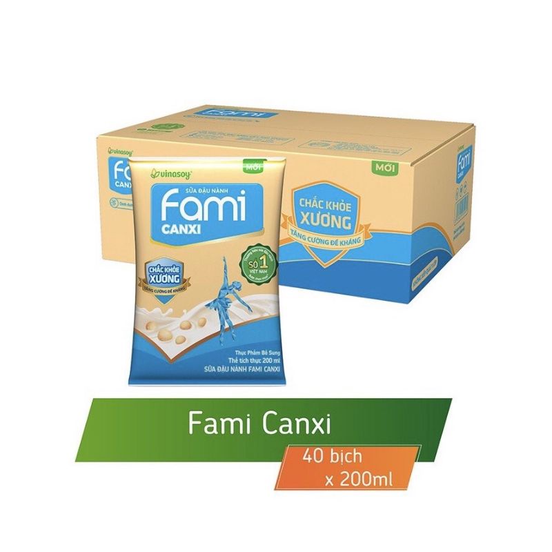 Thùng 40 bịch sữa đậu nành Fami Canxi 200ml