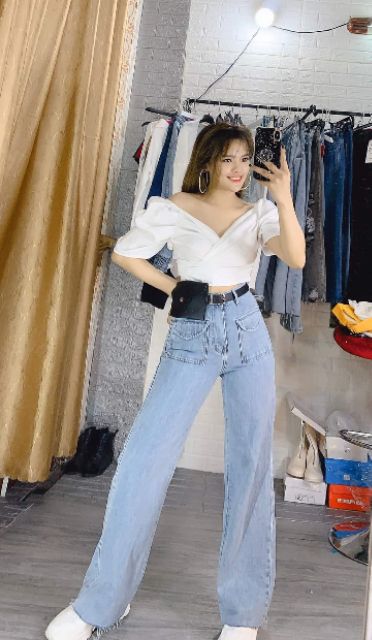 Áo kiểu cổ xéo sang chảnh ảnh thật