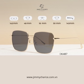 Kính râm Jimmy & Charice mắt vuông kim loại cao cấp chống tia UV400, cắt cận râm theo yêu cầu Ki487