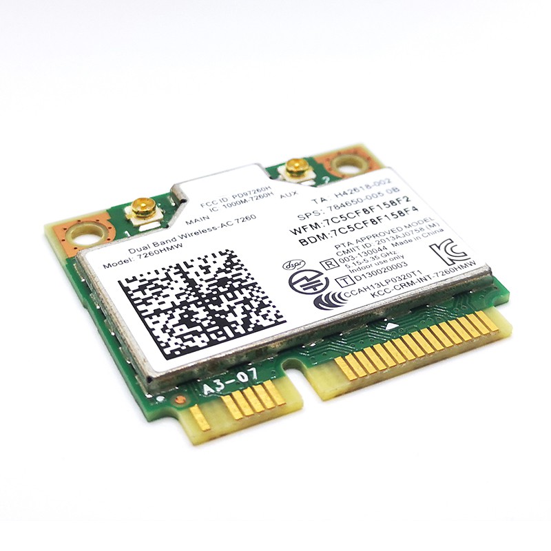 Mini Pcie Wifi Card Dual Band Wireless AC 7260 PCI Express Network Card 802.11Ac 2X2 Wi-Fi 7260Hmw Bluetooth 4.0