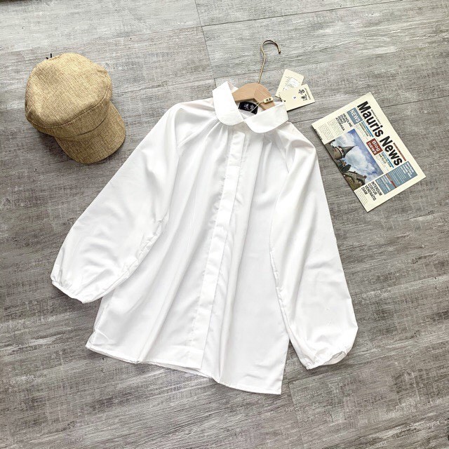 [Mã FAMAYWA giảm 10K đơn 50K] Áo Sơ Mi Trắng Cổ Sen Xinh Xắn | BigBuy360 - bigbuy360.vn