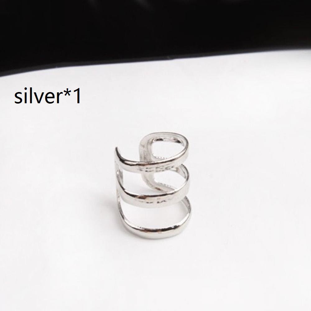 Bông tai kẹp vành thiết kế 3 vòng độc đáo cá tính