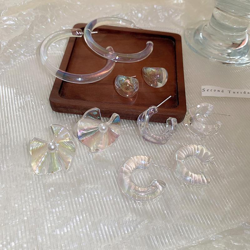 Bông Tai Ngọc Trai Trong Suốt Thiết Kế Hình Học Thời Trang Mùa Hè