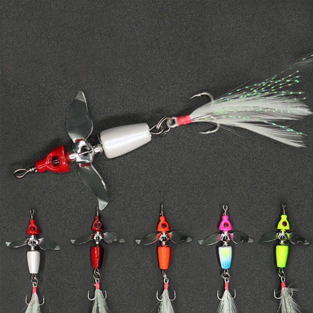 MUVAKO Mồi Câu Cá Giả Bằng Kim Loại Lông Vũ Xoay 360 Độ Bền Bỉ