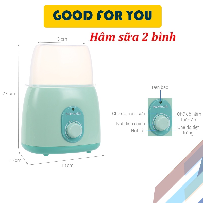 Máy Hâm Sũa Hai Bình (4 Chế Độ: HÂM SỮA, HÂM THỨC ĂN, TIỆT TRÙNG, LUỘC TRỨNG) - BIOHEALTH BH9210 - Good For You