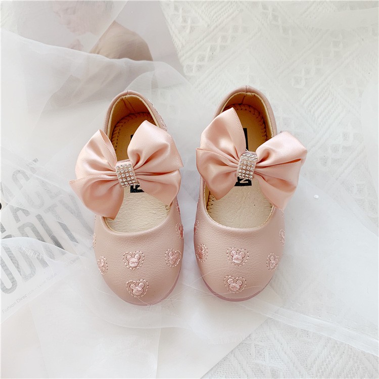 Giày búp bê bé gái ⚡FREE SHIP⚡ hàn quốc ulzzang nơ công chúa đẹp cao gót trắng hồng