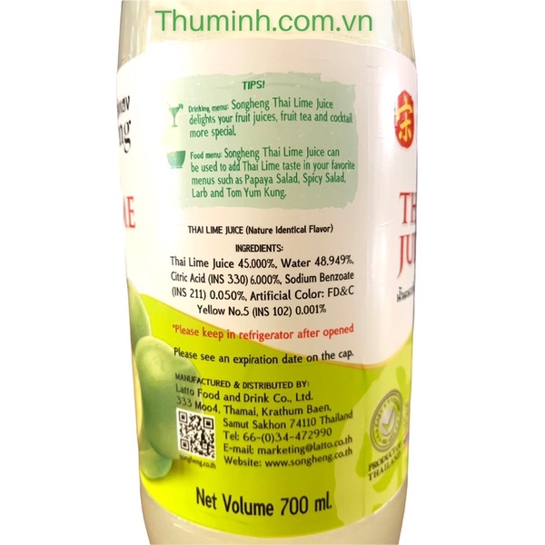 Nước Cốt Chanh Tươi Songheng Chai 700ml