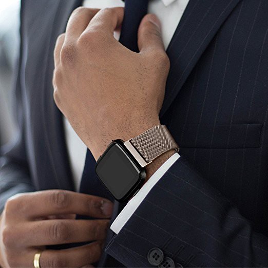 Milan Nice Magnetic Loop Stainless Steel Band Strap for Fitbit Versa Smart Watch