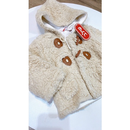 Áo khoác lông cừu Muji xuất dư size 0/3m-18/24m